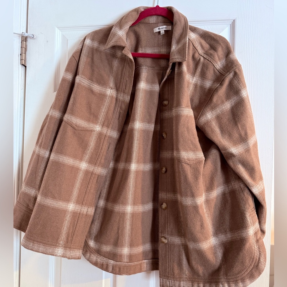 Plaid Light Brown Women's Shacket